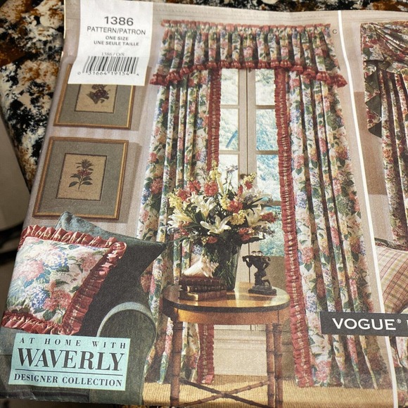 UNCUT Vogue 1386 Waverly Window Treatments Pattern Collection 4 Styles - Picture 2 of 9